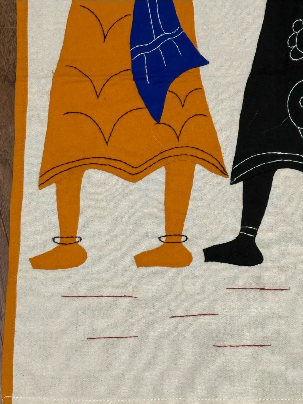 Vintage African‎ Applique Wall Hanging Textile Art Three Women Water Carriers